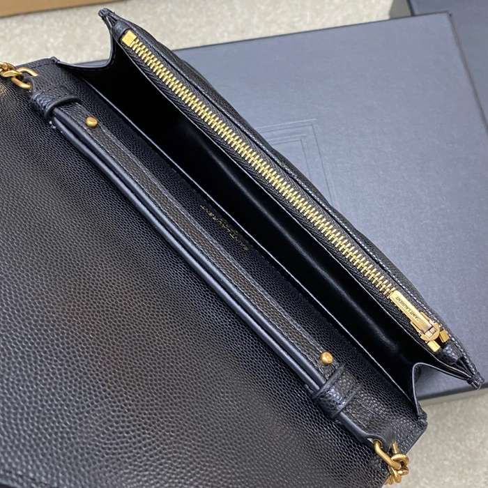 SAINT LAURENT 871140 ラムレザー ブラック、ゴールド、ボール 斜め掛けバッグ、チェーンバッグ チェーン、ベッキー 20x13cm サイズ:20x13cm