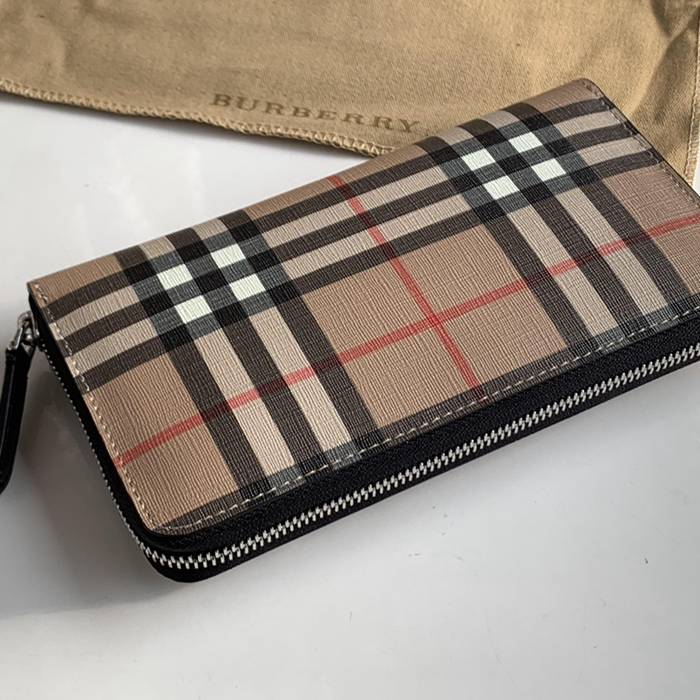 BURBERRY 80166121 ヴィンテージチェック フルジップ長財布 黒革トリム サイズ:19x10x2.5cm