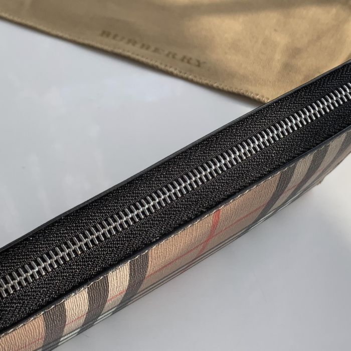 BURBERRY 80166121 ヴィンテージチェック フルジップ長財布 黒革トリム サイズ:19x10x2.5cm