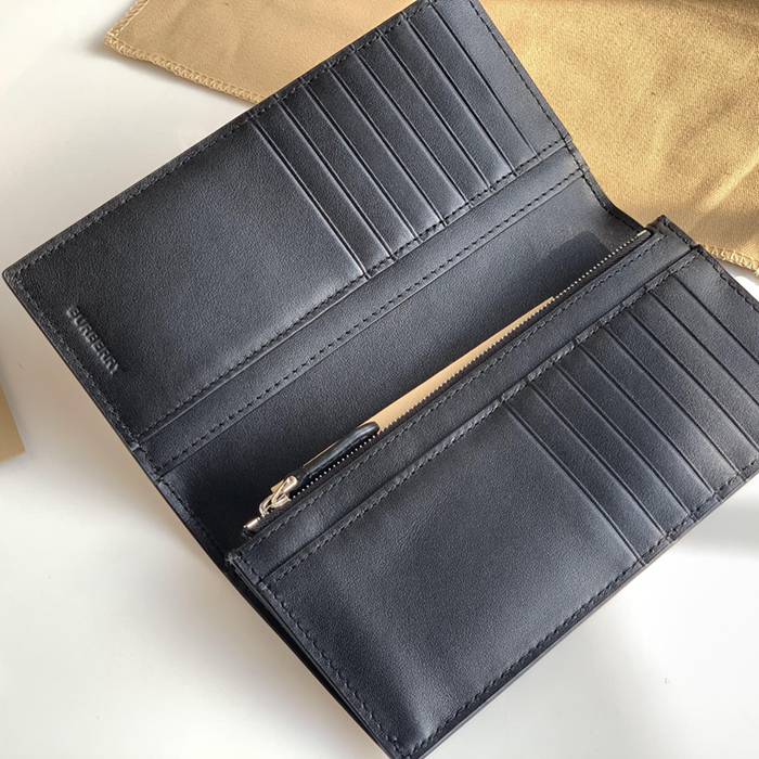 BURBERRY 80166131 ヴィンテージチェック 二つ折り長財布 黒革トリム サイズ:19x10x2.5cm
