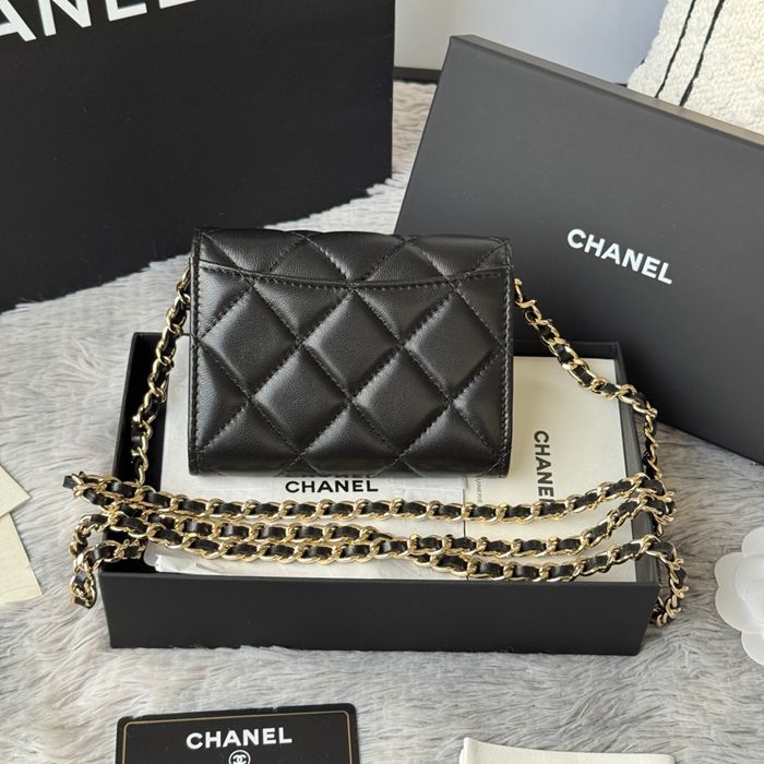 CHANEL 0238 SS19 チェーン付きカードケース ラム革 サイズ:12.5x8.5x2.5cm