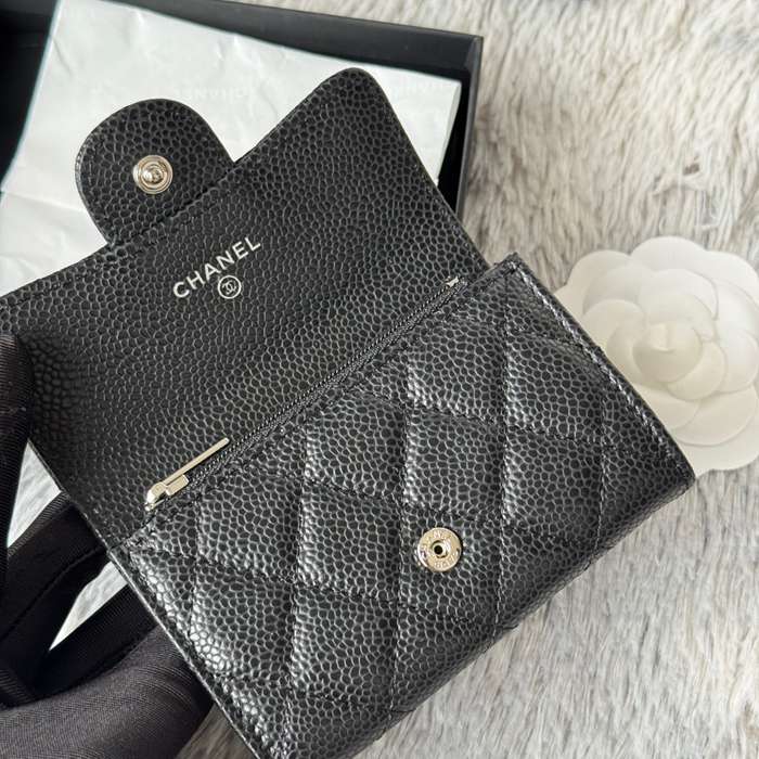CHANEL 0219 CFカードケース カヴィア粒革 サイズ:11x8.5cm