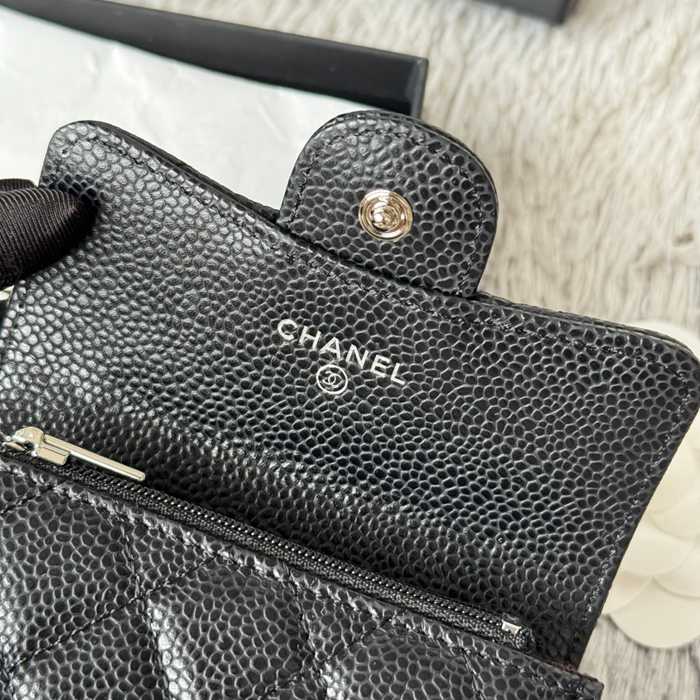 CHANEL 0219 CFカードケース カヴィア粒革 サイズ:11x8.5cm