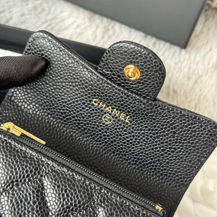 CHANEL 0219 CFカードケース カヴィア粒革 サイズ:11x8.5cm