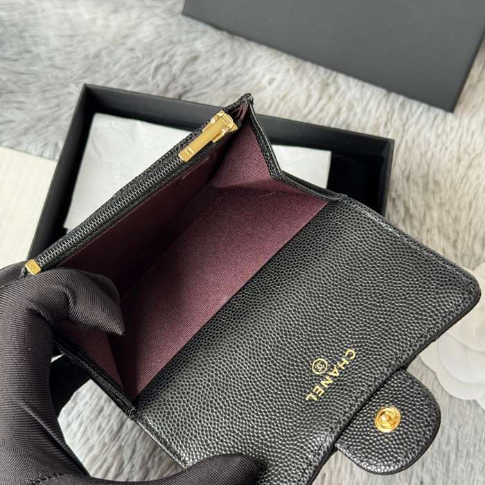 CHANEL 0219 CFカードケース カヴィア粒革 サイズ:11x8.5cm