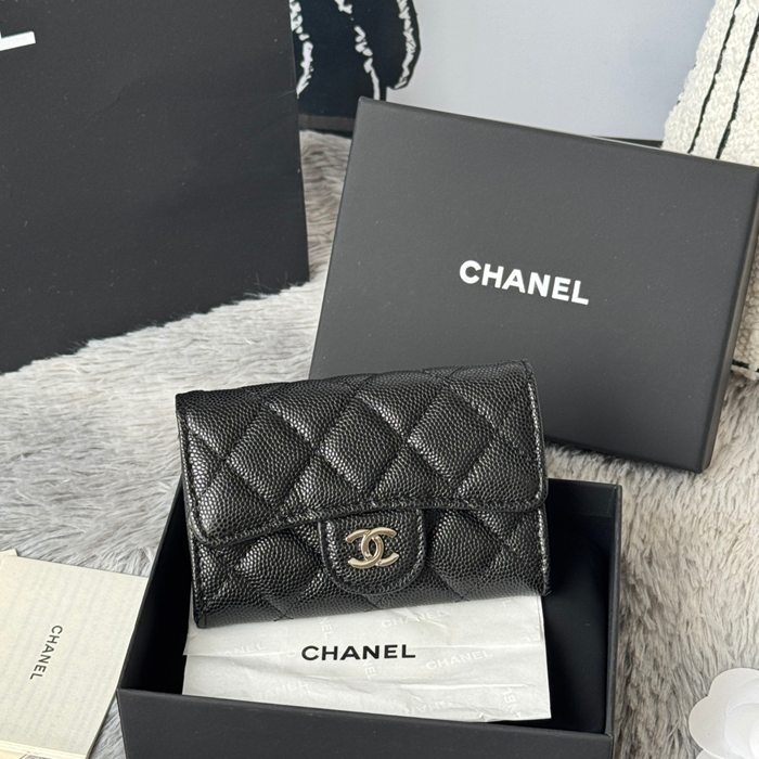 CHANEL 0219 CFカードケース カヴィア粒革 サイズ:11x8.5cm