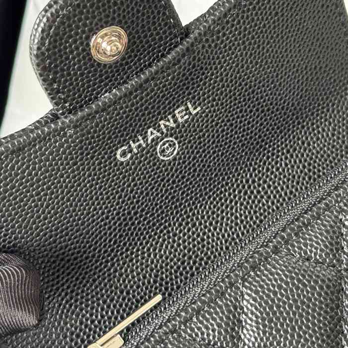 CHANEL 0219 CFカードケース カヴィア粒革 サイズ:11x8.5cm