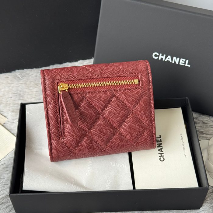 CHANEL 82288 CF 短三つ折り財布 カヴィア粒革 サイズ:11.5x10.5cm
