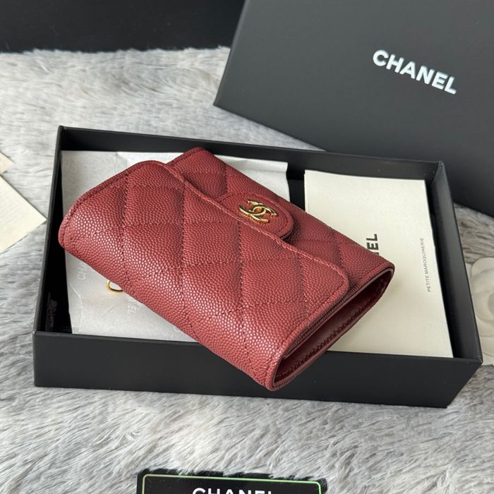CHANEL 82288 CF 短三つ折り財布 カヴィア粒革 サイズ:11.5x10.5cm