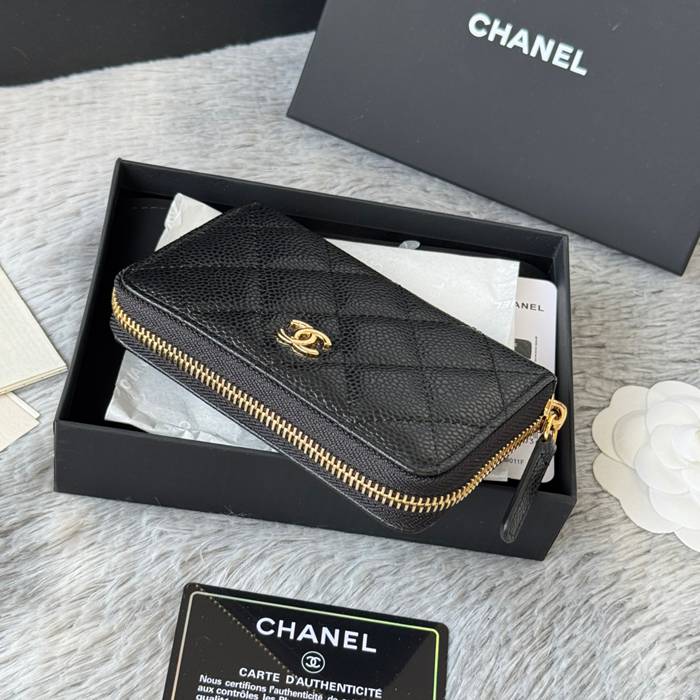 CHANEL 3686 0112 25c ラージジッピー長財布 カヴィア粒革 サイズ:12x8x2cm