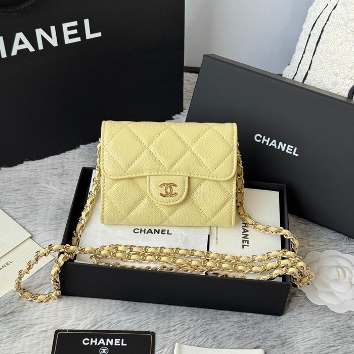 CHANEL 0238 SS19 チェーン付きカードケース カヴィア粒革 サイズ:12.5x8.5x2.5cm