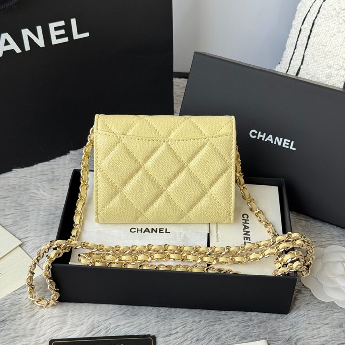 CHANEL 0238 SS19 チェーン付きカードケース カヴィア粒革 サイズ:12.5x8.5x2.5cm