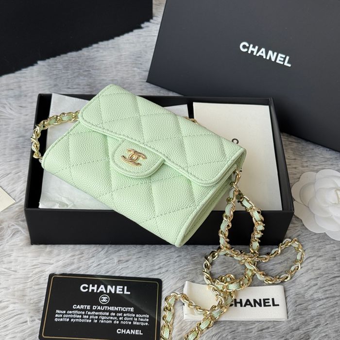 CHANEL 0238 SS19 チェーン付きカードケース カヴィア粒革 サイズ:12.5x8.5x2.5cm