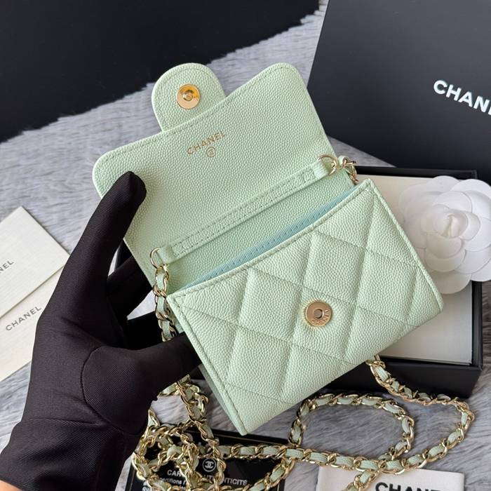 CHANEL 0238 SS19 チェーン付きカードケース カヴィア粒革 サイズ:12.5x8.5x2.5cm