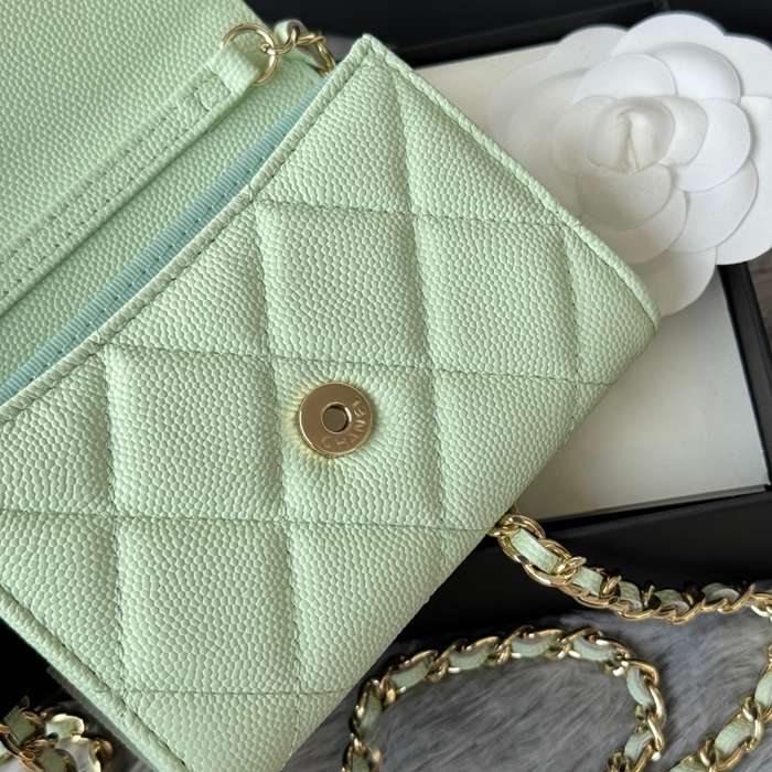 CHANEL 0238 SS19 チェーン付きカードケース カヴィア粒革 サイズ:12.5x8.5x2.5cm