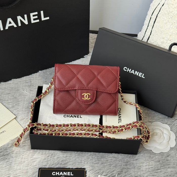 CHANEL 0238 SS19 チェーン付きカードケース カヴィア粒革 サイズ:12.5x8.5x2.5cm