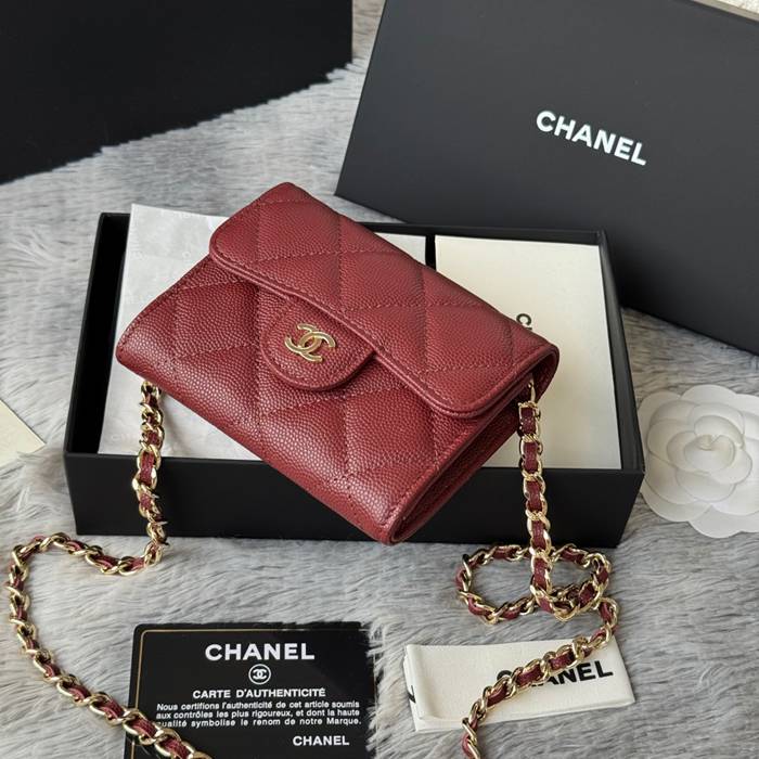CHANEL 0238 SS19 チェーン付きカードケース カヴィア粒革 サイズ:12.5x8.5x2.5cm