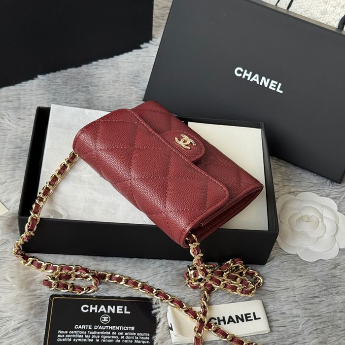CHANEL 0238 SS19 チェーン付きカードケース カヴィア粒革 サイズ:12.5x8.5x2.5cm