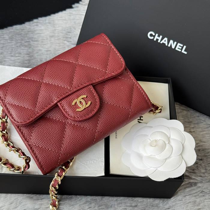CHANEL 0238 SS19 チェーン付きカードケース カヴィア粒革 サイズ:12.5x8.5x2.5cm