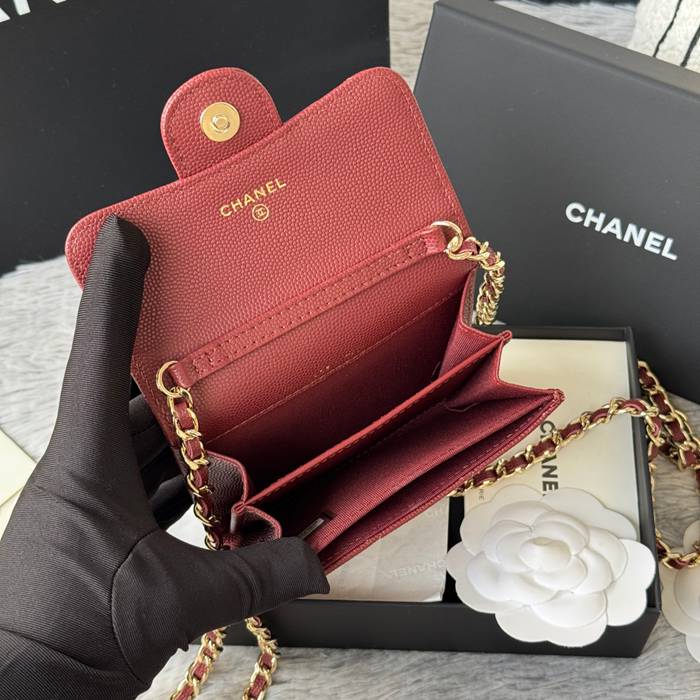 CHANEL 0238 SS19 チェーン付きカードケース カヴィア粒革 サイズ:12.5x8.5x2.5cm
