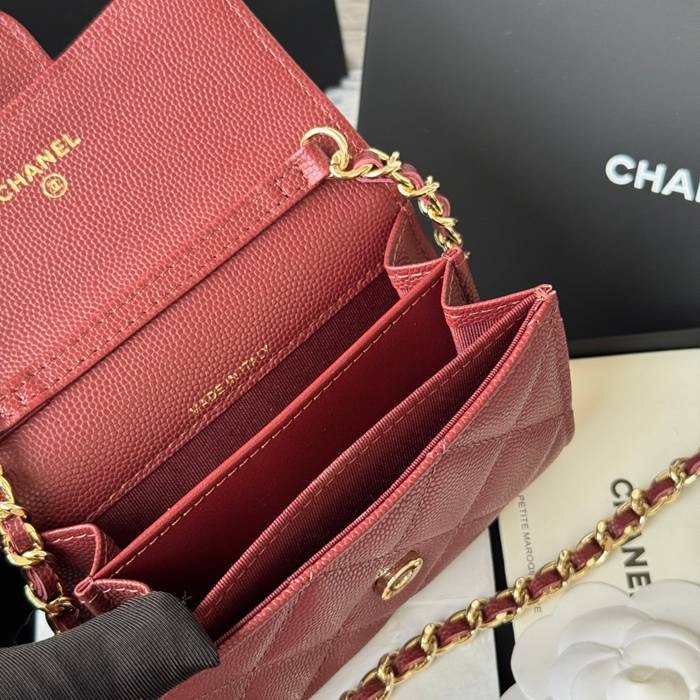 CHANEL 0238 SS19 チェーン付きカードケース カヴィア粒革 サイズ:12.5x8.5x2.5cm