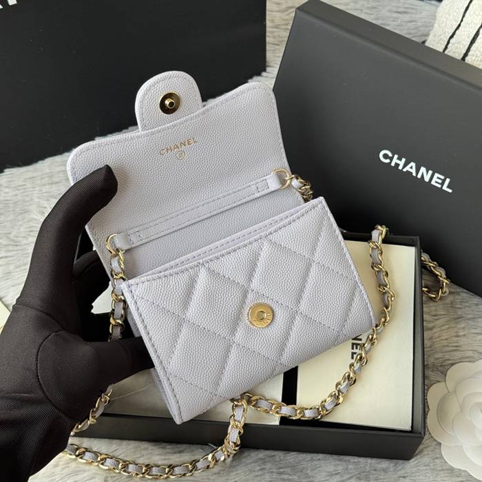 CHANEL 0238 SS19 チェーン付きカードケース カヴィア粒革 サイズ:12.5x8.5x2.5cm