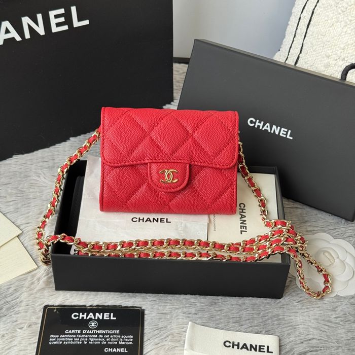 CHANEL 0238 SS19 チェーン付きカードケース カヴィア粒革 サイズ:12.5x8.5x2.5cm
