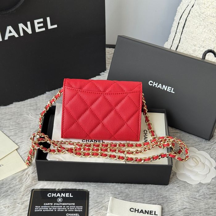 CHANEL 0238 SS19 チェーン付きカードケース カヴィア粒革 サイズ:12.5x8.5x2.5cm