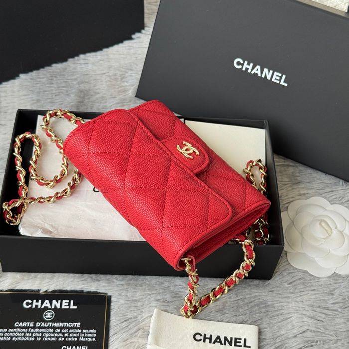 CHANEL 0238 SS19 チェーン付きカードケース カヴィア粒革 サイズ:12.5x8.5x2.5cm