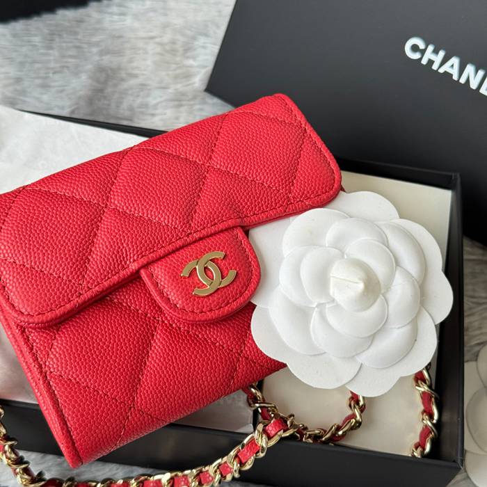 CHANEL 0238 SS19 チェーン付きカードケース カヴィア粒革 サイズ:12.5x8.5x2.5cm