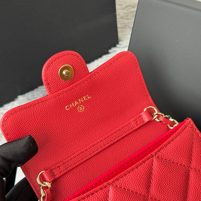 CHANEL 0238 SS19 チェーン付きカードケース カヴィア粒革 サイズ:12.5x8.5x2.5cm