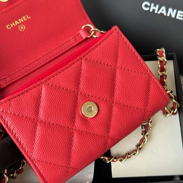 CHANEL 0238 SS19 チェーン付きカードケース カヴィア粒革 サイズ:12.5x8.5x2.5cm