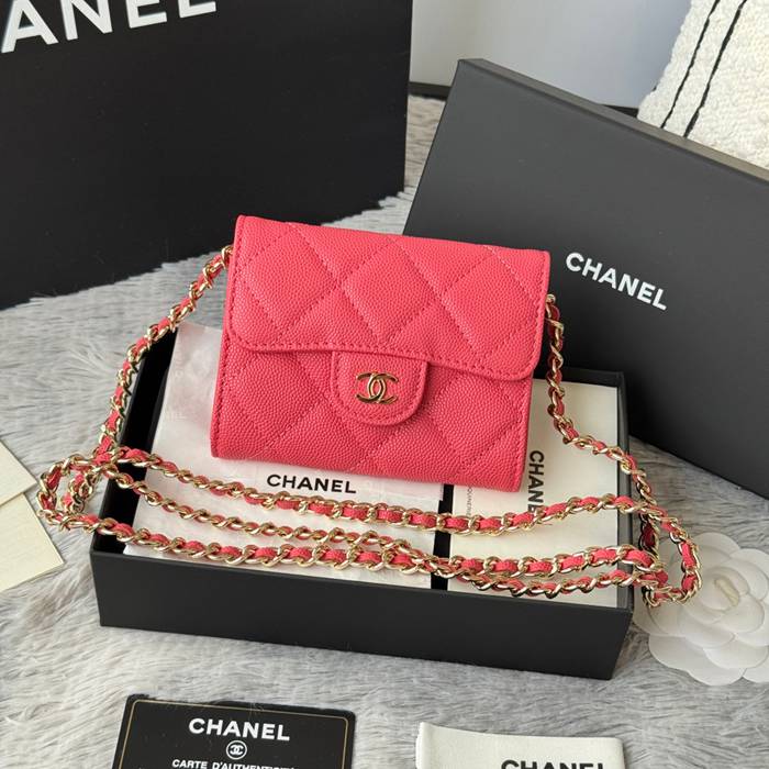 CHANEL 0238 SS19 チェーン付きカードケース カヴィア粒革 サイズ:12.5x8.5x2.5cm