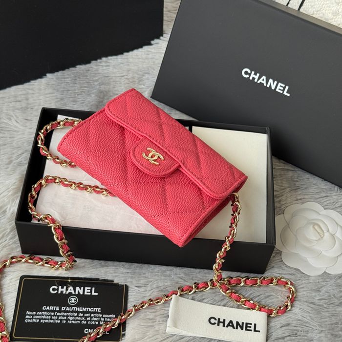 CHANEL 0238 SS19 チェーン付きカードケース カヴィア粒革 サイズ:12.5x8.5x2.5cm