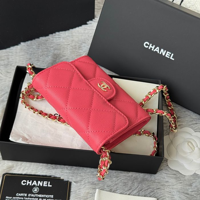 CHANEL 0238 SS19 チェーン付きカードケース カヴィア粒革 サイズ:12.5x8.5x2.5cm