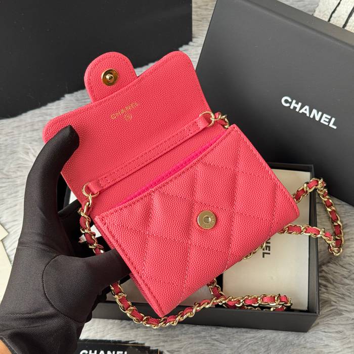 CHANEL 0238 SS19 チェーン付きカードケース カヴィア粒革 サイズ:12.5x8.5x2.5cm