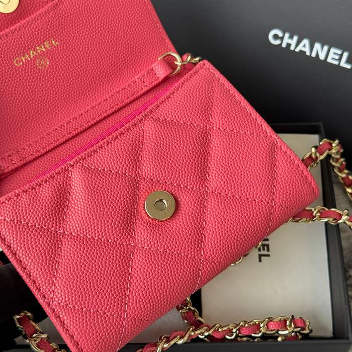 CHANEL 0238 SS19 チェーン付きカードケース カヴィア粒革 サイズ:12.5x8.5x2.5cm