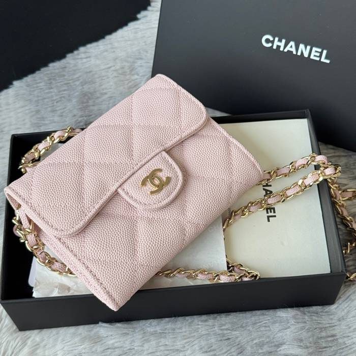 CHANEL 0238 SS19 チェーン付きカードケース カヴィア粒革 サイズ:12.5x8.5x2.5cm
