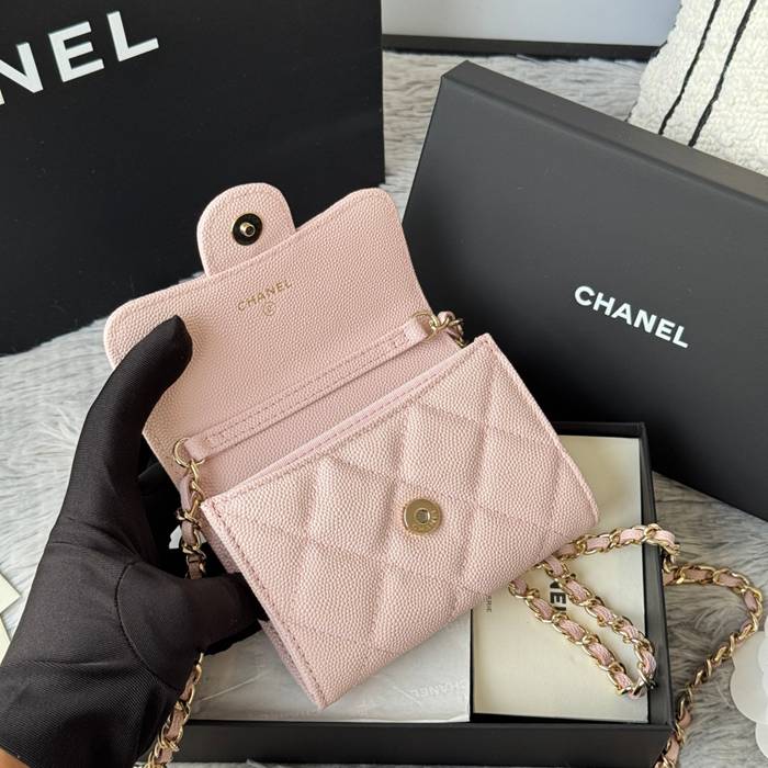 CHANEL 0238 SS19 チェーン付きカードケース カヴィア粒革 サイズ:12.5x8.5x2.5cm