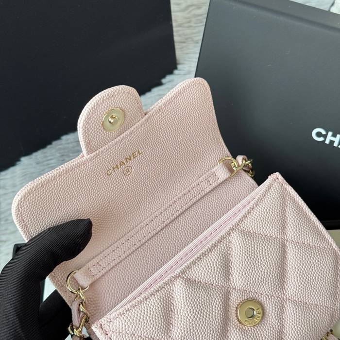 CHANEL 0238 SS19 チェーン付きカードケース カヴィア粒革 サイズ:12.5x8.5x2.5cm