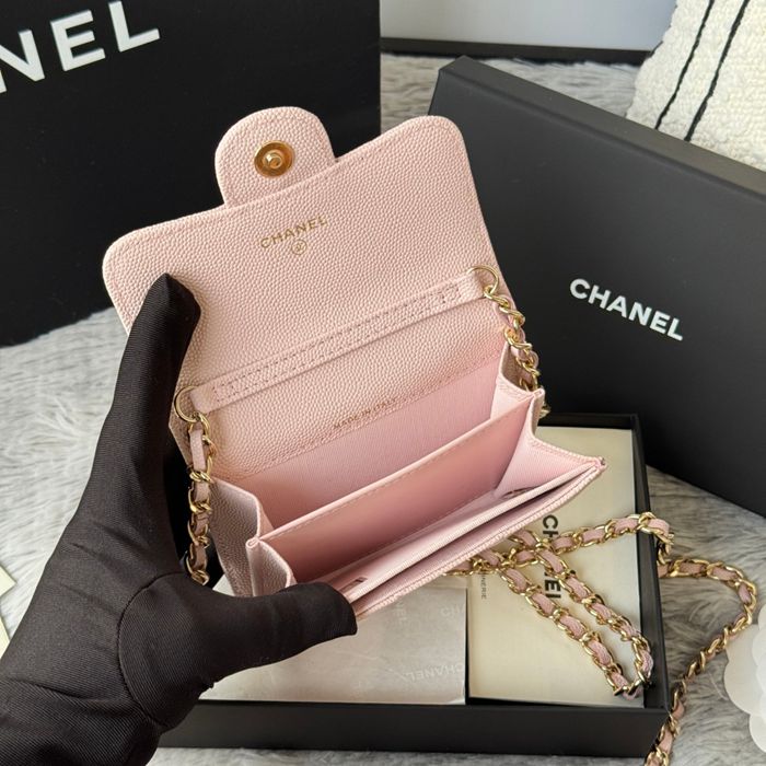 CHANEL 0238 SS19 チェーン付きカードケース カヴィア粒革 サイズ:12.5x8.5x2.5cm