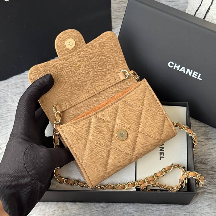 CHANEL 0238 SS19 チェーン付きカードケース カヴィア粒革 サイズ:12.5x8.5x2.5cm