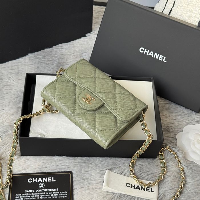 CHANEL 0238 SS19 チェーン付きカードケース カヴィア粒革 サイズ:12.5x8.5x2.5cm