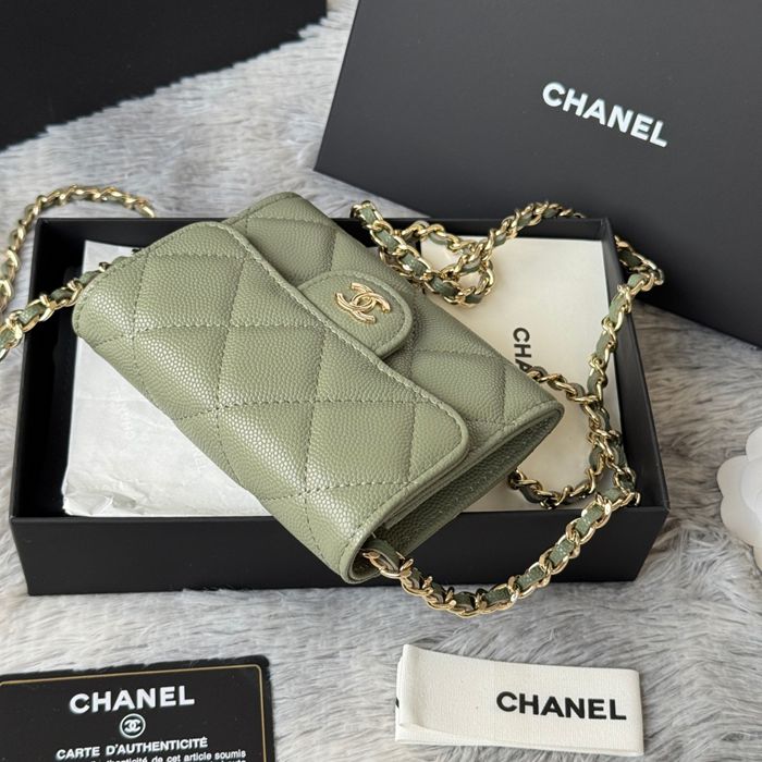 CHANEL 0238 SS19 チェーン付きカードケース カヴィア粒革 サイズ:12.5x8.5x2.5cm
