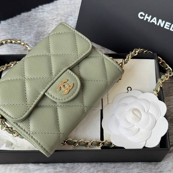 CHANEL 0238 SS19 チェーン付きカードケース カヴィア粒革 サイズ:12.5x8.5x2.5cm