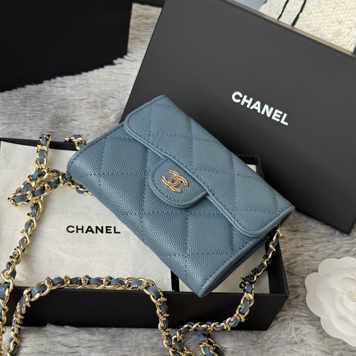 CHANEL 0238 SS19 チェーン付きカードケース カヴィア粒革 サイズ:12.5x8.5x2.5cm