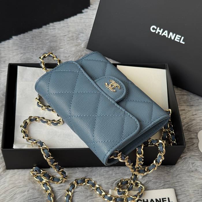 CHANEL 0238 SS19 チェーン付きカードケース カヴィア粒革 サイズ:12.5x8.5x2.5cm