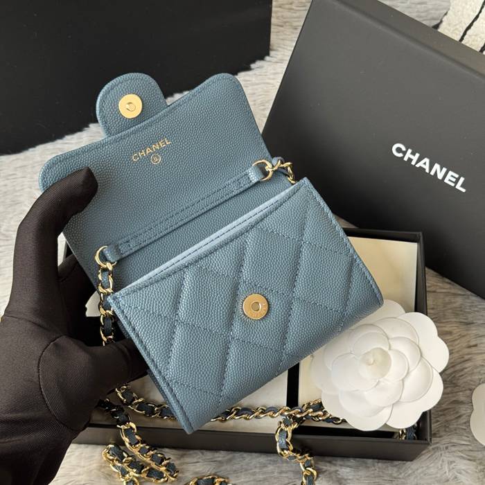 CHANEL 0238 SS19 チェーン付きカードケース カヴィア粒革 サイズ:12.5x8.5x2.5cm