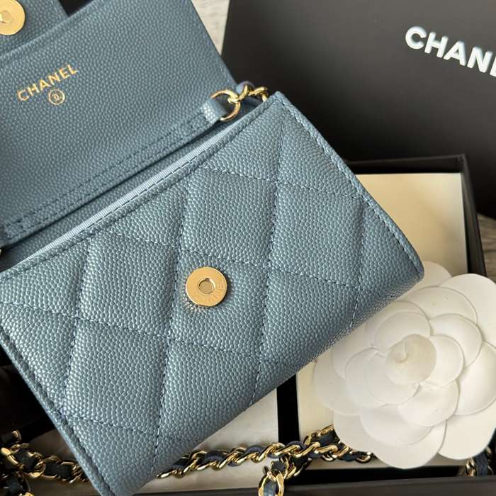 CHANEL 0238 SS19 チェーン付きカードケース カヴィア粒革 サイズ:12.5x8.5x2.5cm