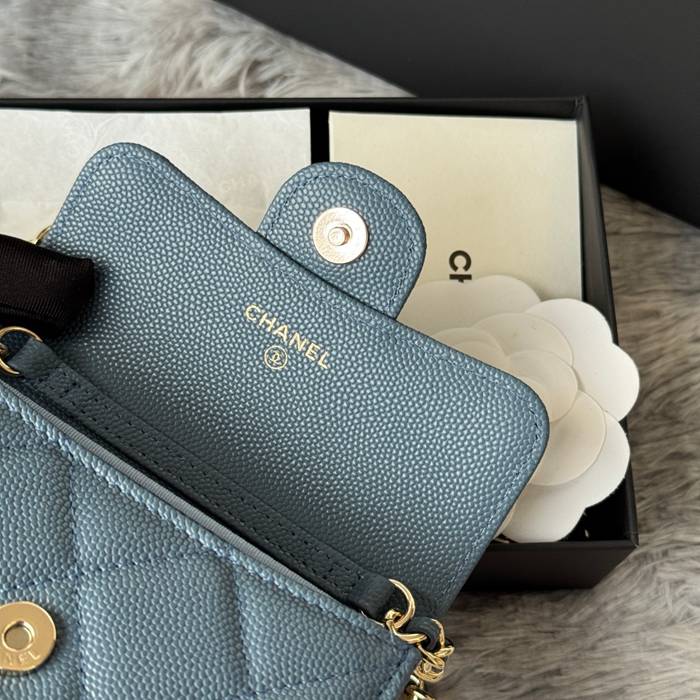 CHANEL 0238 SS19 チェーン付きカードケース カヴィア粒革 サイズ:12.5x8.5x2.5cm